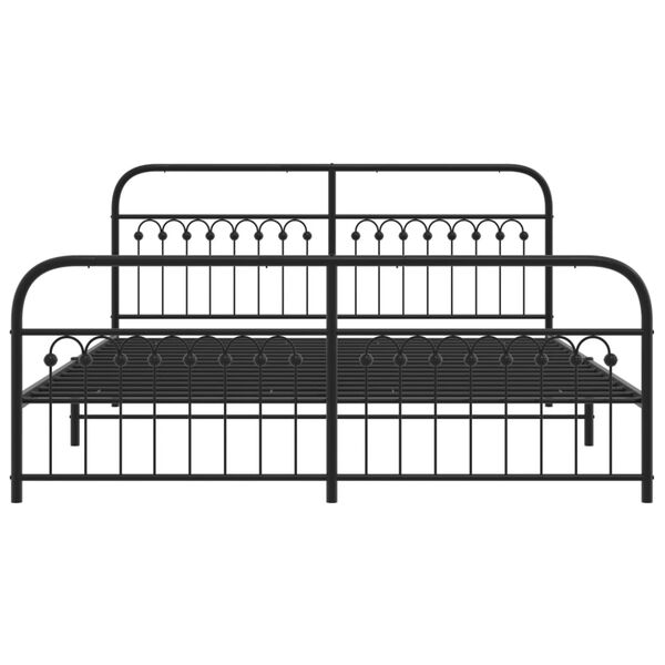 vidaXL Bed Frame Black Steel King Bed Frame Rectangular Modern