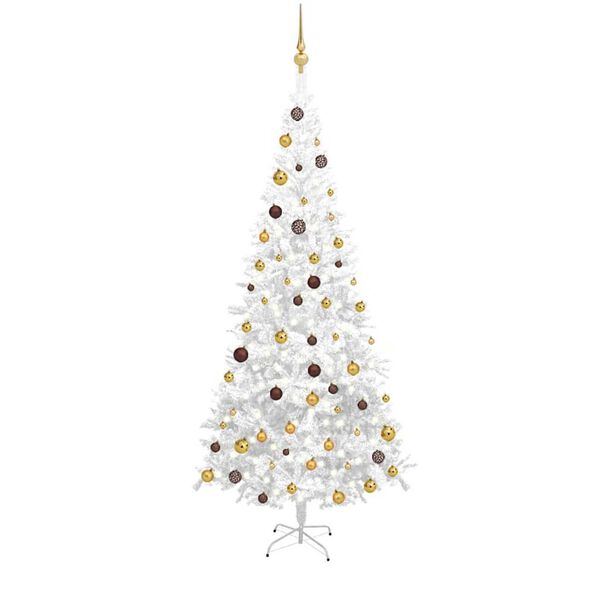 vidaXL Artificial Pre-lit Christmas Tree with Ball Set L 94.5" White