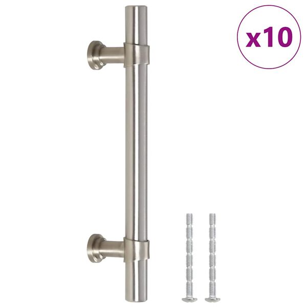 vidaXL Cabinet Handle Set of 10 Silver Stainless Steel Standard