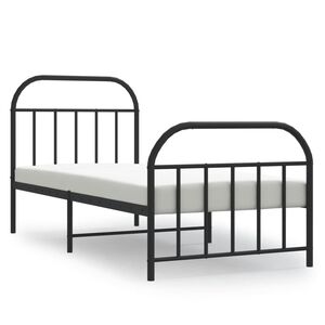 vidaXL Bed Frame Black Powder-coated Steel 35.4 x 78.7 in Bed Frame