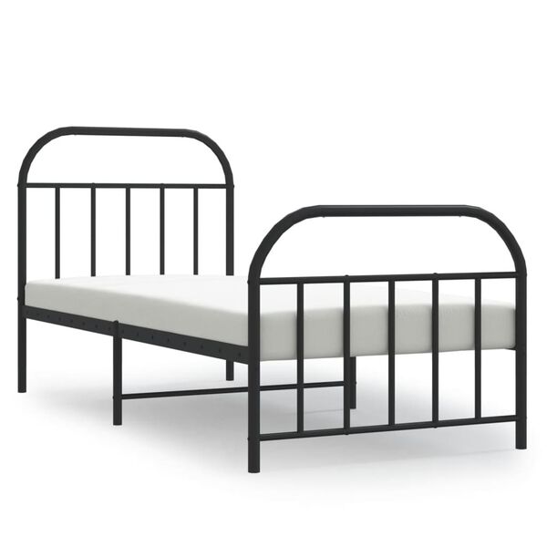 vidaXL Bed Frame Black Powder-coated Steel 35.4 x 78.7 in Bed Frame