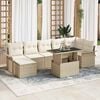 vidaXL Garden Sofa Set with Cushion 8 pcs Beige Poly rattan