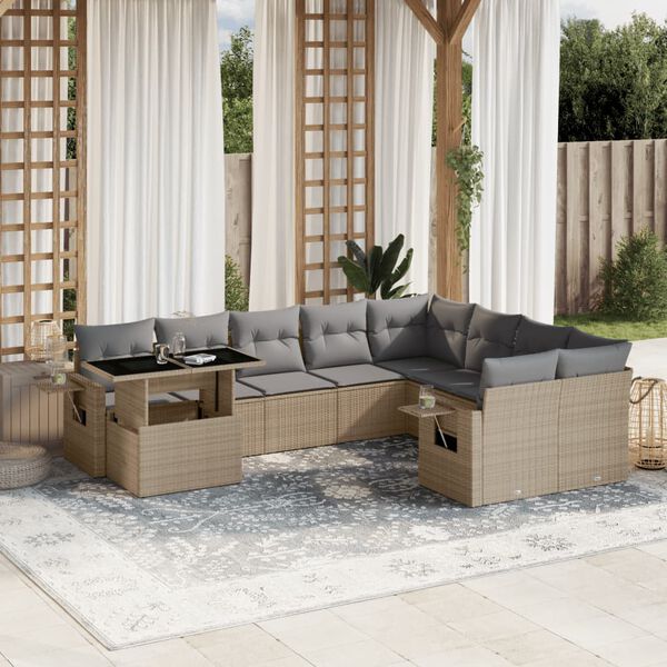 vidaXL Garden Sofa Set Beige, Light Grey