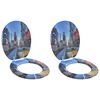 vidaXL Toilet Seats with Lids 2 pcs MDF New York