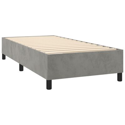 vidaXL Box Spring Bed with Mattress Light Gray 39.4"x79.9" Twin XL Velvet