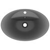 vidaXL Luxury Basin Overflow Oval Matt Dark Grey 23.0x15.4" Ceramic