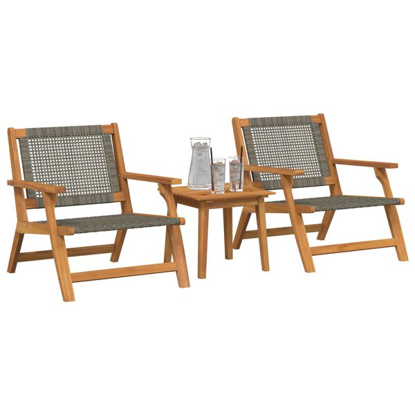vidaXL Garden Chairs with Table 3 pcs Grey Solid Acacia Wood
