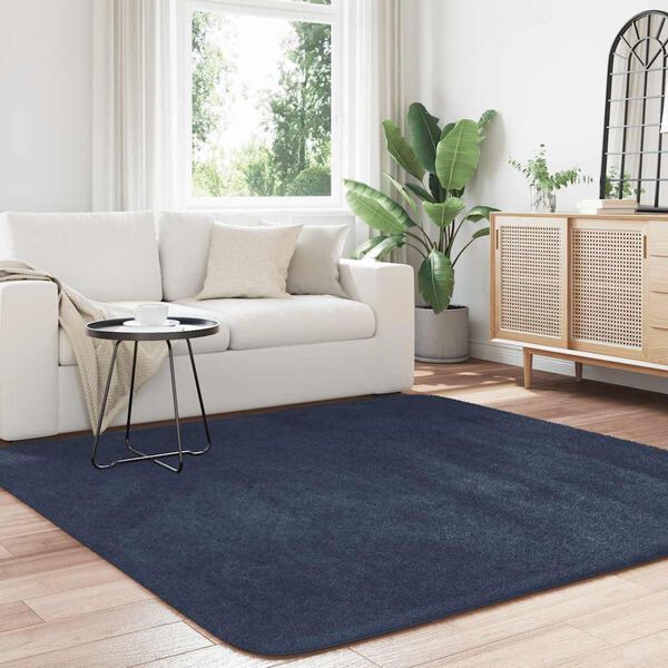 vidaXL Shaggy Rug Navy 100% Polyester 78.7 x 78.7 in Non-slip