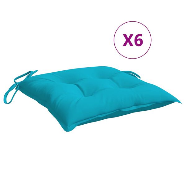 vidaXL Chair Cushion Set of 6 Turquoise Polyester 15.7 x 15.7 in