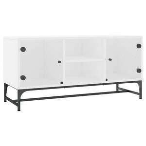 vidaXL TV Cabinet White Engineered wood, glass, steel Medium TV Cabinet