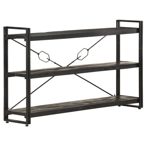vidaXL Bookcase Black Solid rough mango wood, powder-coated steel Medium