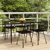vidaXL Garden Dining Set Black Polyethylene Rattan, Steel, Tempered Glass