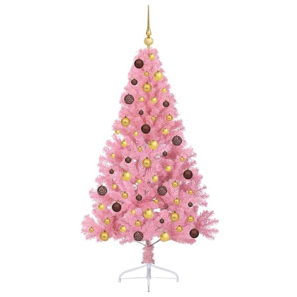 vidaXL Artificial Pre-lit Christmas Tree with 300 LEDs Pink 70.9" PVC