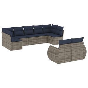 vidaXL 9 Piece Garden Sofa Set with Cushions Grey Poly Rattan