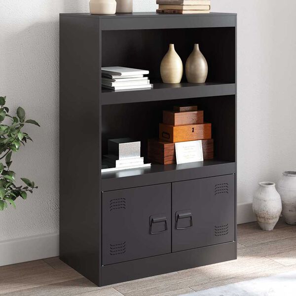vidaXL Sideboard Black Cold-rolled steel 26.4x15.4x42.1 in Sideboard