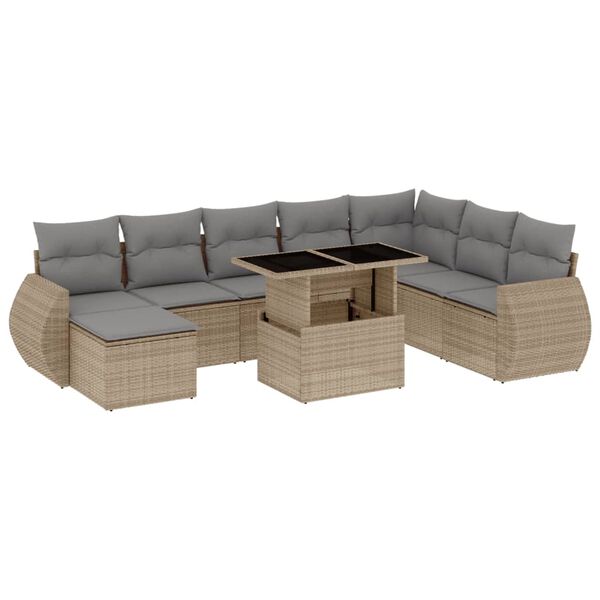 vidaXL Garden Sofa Set Beige, Light Grey
