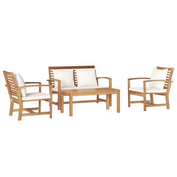vidaXL Garden Sofa Set 4 pcs Natural Solid Teak Wood