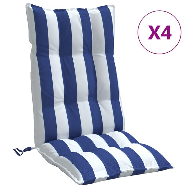 vidaXL Highback Chair Cushion Set of 4 Blue and White Stripe