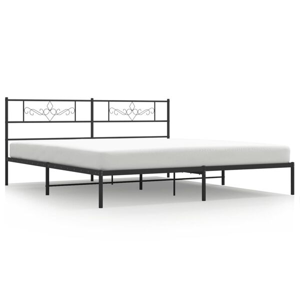 vidaXL Bed Frame Black Powder-Coated Steel Double Bed Frame