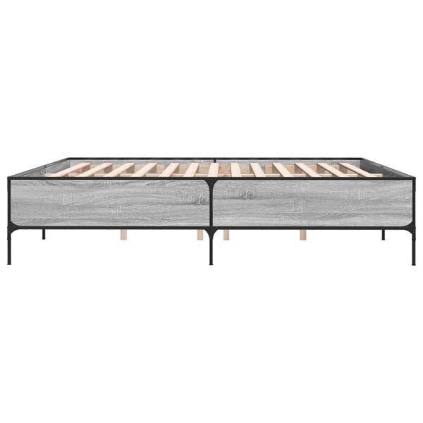 vidaXL Bed Frame Gray Sonoma Engineered Wood, Steel Super King Durable
