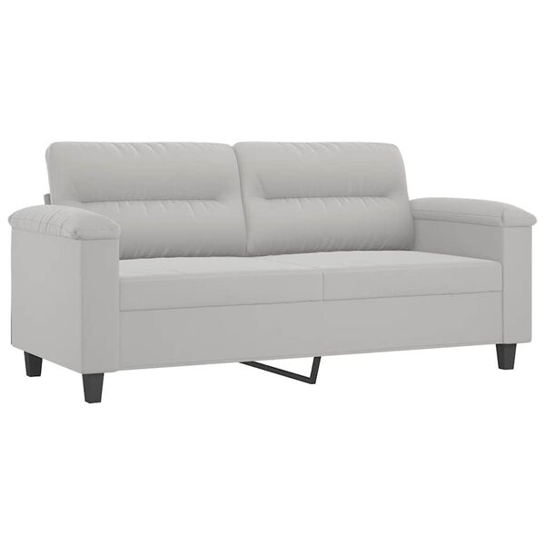 vidaXL 2-Seater Sofa with Pillows&Cushions Light Gray 55.1" Microfiber Fabric