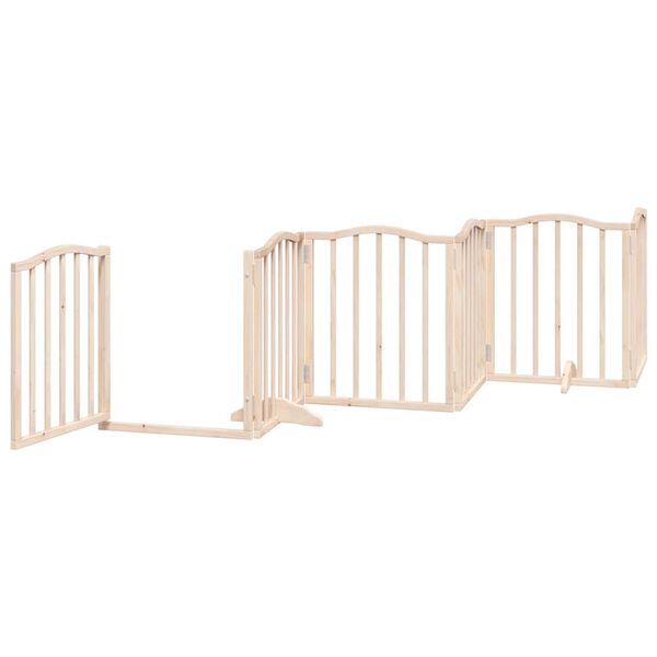 vidaXL Dog Gate with Door Foldable 6 Panels 118.1 " Poplar Wood