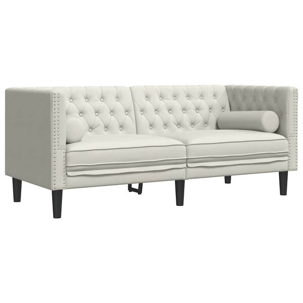 vidaXL Chesterfield Sofa with Bolsters 2-Seater Cream Velvet