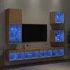vidaXL 5 Piece TV Wall Units with LED Sonoma Oak Engineered Wood