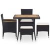 vidaXL Dining Set Black and Brown PE Rattan Large Removable Covers