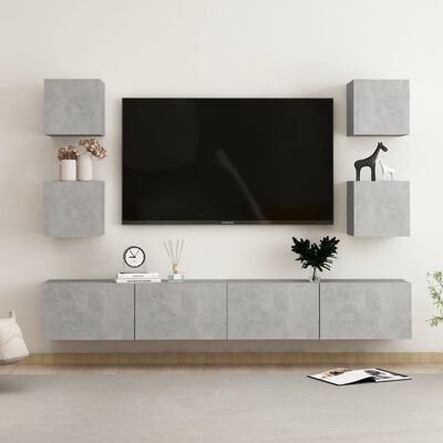 vidaXL 6 Piece TV Stand Set Concrete Gray Engineered Wood