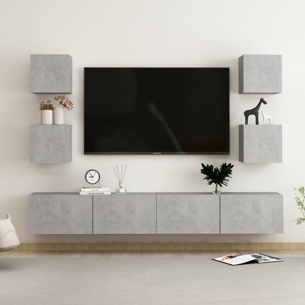 vidaXL TV Cabinet Concrete grey Engineered wood TV Cabinet Rectangular