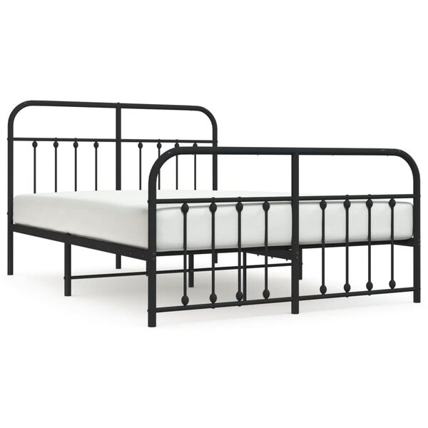 vidaXL Bed Frame Black Bed Frame Metal Bed Frame Double Bed Black Bed