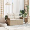 vidaXL Garden Sofa with Cushion Beige 141 x 62 x 69 cm poly rattan