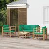 vidaXL Garden Lounge Set Natural bamboo, Green cushions Bamboo, Polyester