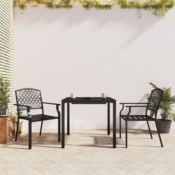 vidaXL Garden Dining Set Anthracite Powder-Coated Steel 3 Piece Set