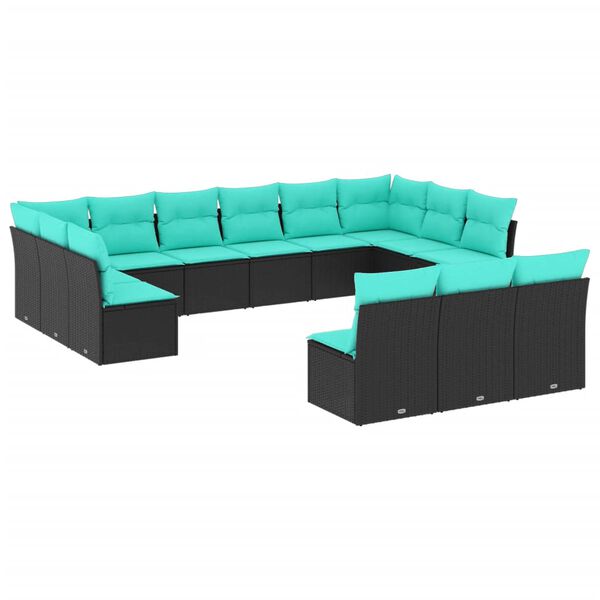 vidaXL Garden Sofa Set Black, Blue