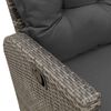 vidaXL Reclining Garden Sofa Grey PE Rattan, Powder-Coated Steel 3-Seater
