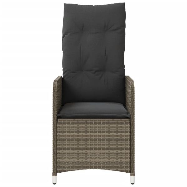vidaXL Reclining Garden Chair Grey PE rattan One size Removable Covers