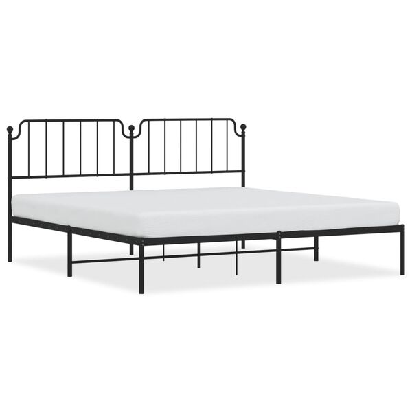 vidaXL Bed Frame Black Powder-Coated Steel Double Bed Frame