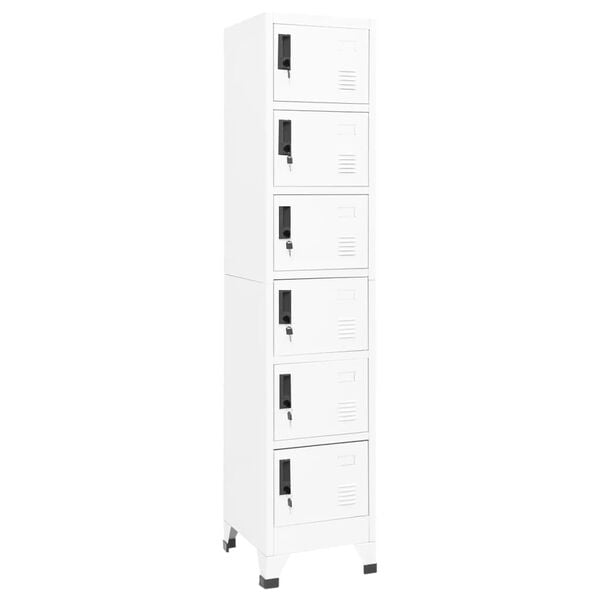 vidaXL Locker Cabinet White Steel 15.0 x 15.7 x 70.9 in Locker Cabinet