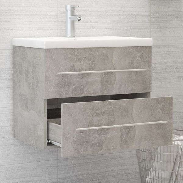 vidaXL Sink Cabinet Concrete Gray 23.6"x15.2"x18.9" Engineered Wood