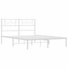 vidaXL Bed Frame White Powder-Coated Steel Full Bed Frame Rectangular
