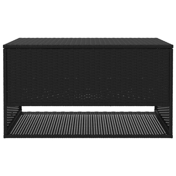 vidaXL Cushion Box Black PE Rattan, Powder-Coated Steel, Polyester