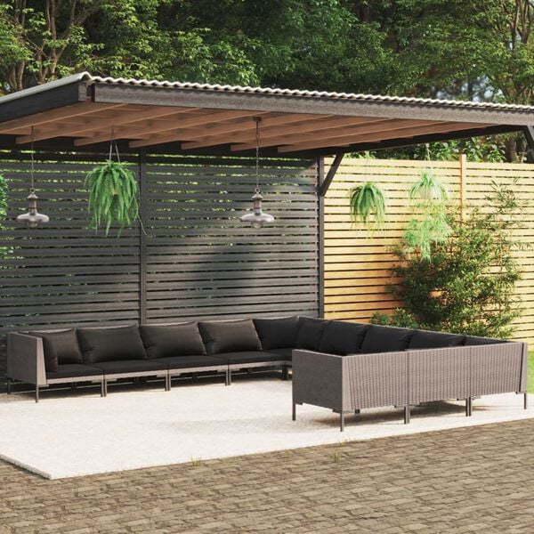 vidaXL Garden Lounge Set Dark grey, Black