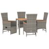 vidaXL Garden Dining Set Grey PE Rattan 5 Piece Set Garden Dining Set