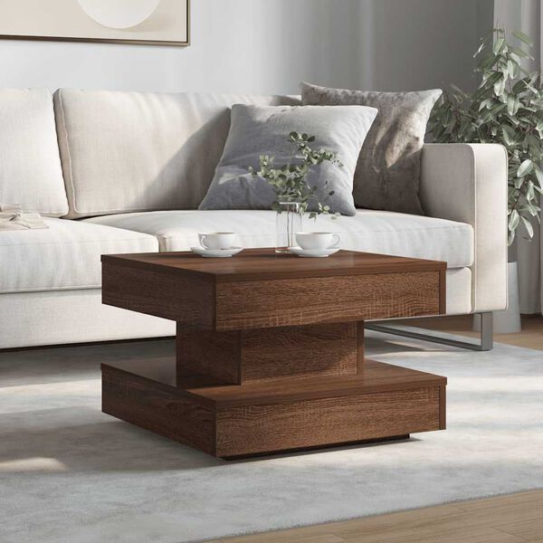 vidaXL Coffee Table Brown oak Engineered wood 19.7 x 19.7 x 13.6 in
