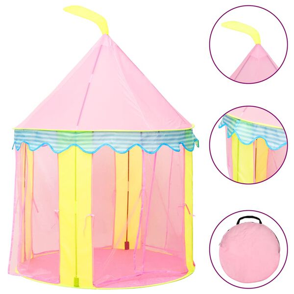 vidaXL Play Tent Pink 170T polyester, PVC, PE 39.4x39.4x50.0 in Foldable