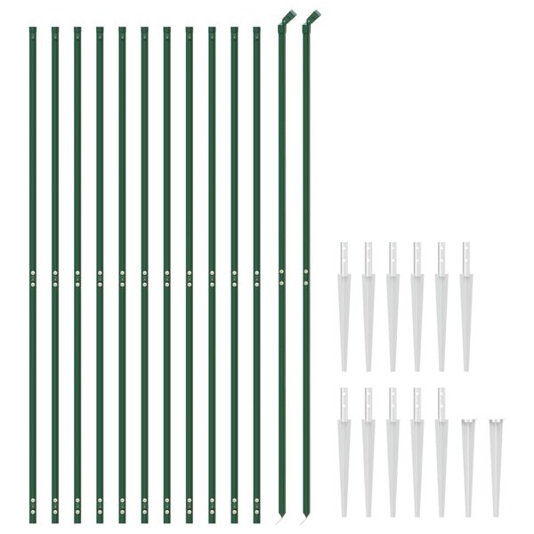 vidaXL Wire Mesh Fence with Spike Anchors Green 6.6x82.0'