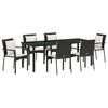 vidaXL Garden Dining Set with Cushion 7 pcs Black Poly Rattan