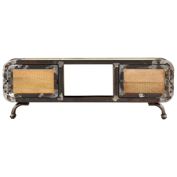 vidaXL TV Cabinet Natural Mango Wood Solid Mango Wood, Cast Iron Medium